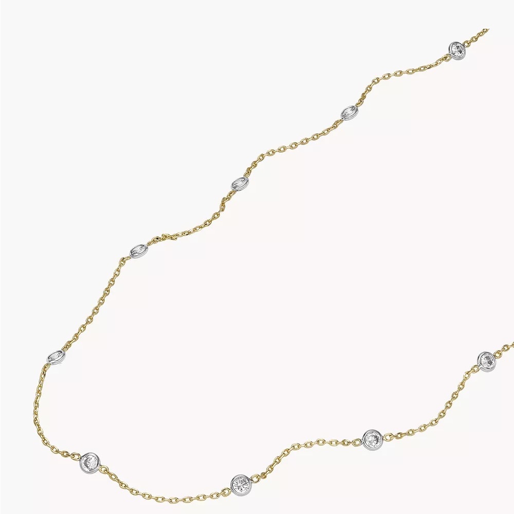 Fossil 14kt Plated Cubic Zirconia Station Necklace Brand New - Picture 7 of 7